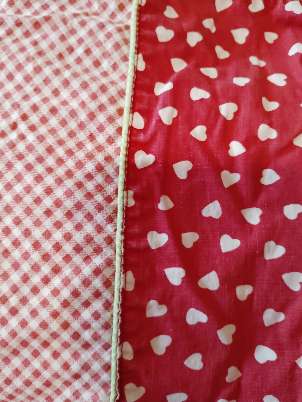 Twin Sheet & Pillowcase Set ❤️ Red & White Gingham Love Hearts ❤️ Summer Cottage